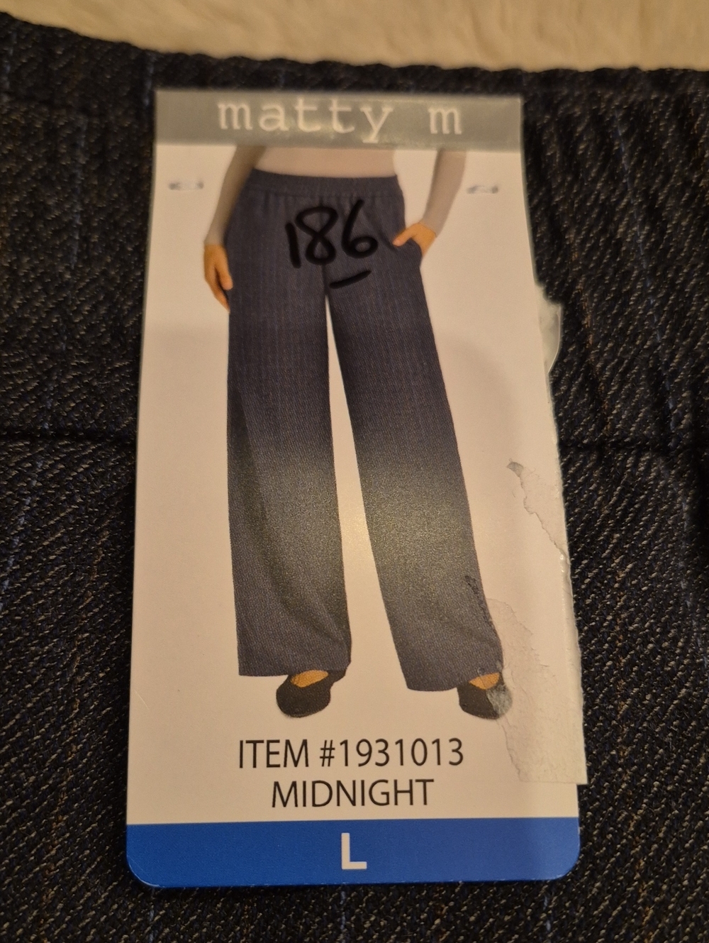 Matty M Midnight Blue Wide-Leg Pull On Pants Size Large